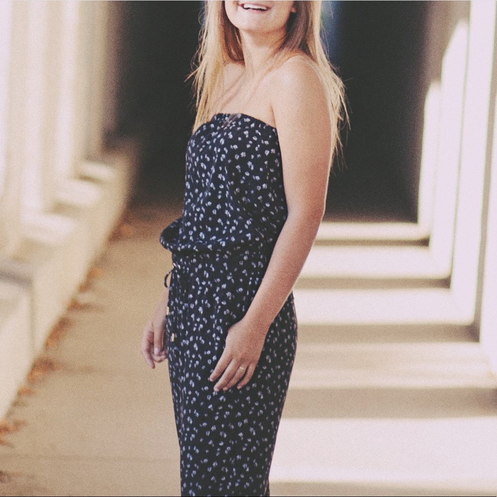 Express Strapless Floral Jumpsuit